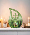 Deer themed 10 Inch Cross Drop urn 