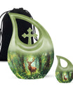 Deer themed 10 Inch Cross Drop urn 