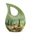 10-inch Deer-themed Aluminium Cross Drop Design Urn,