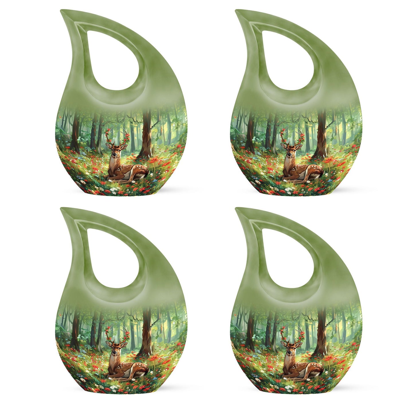 10-inch Deer-themed Aluminium Cross Drop Design Urn,