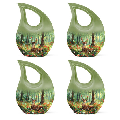 10-inch Deer-themed Aluminium Cross Drop Design Urn,