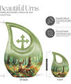 10-inch Deer-themed Aluminium Cross Drop Design Urn,