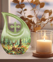 10-inch Deer-themed Aluminium Cross Drop Design Urn,