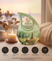 10-inch Deer-themed Aluminium Cross Drop Design Urn,