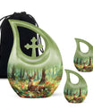 10-inch Deer-themed Aluminium Cross Drop Design Urn,