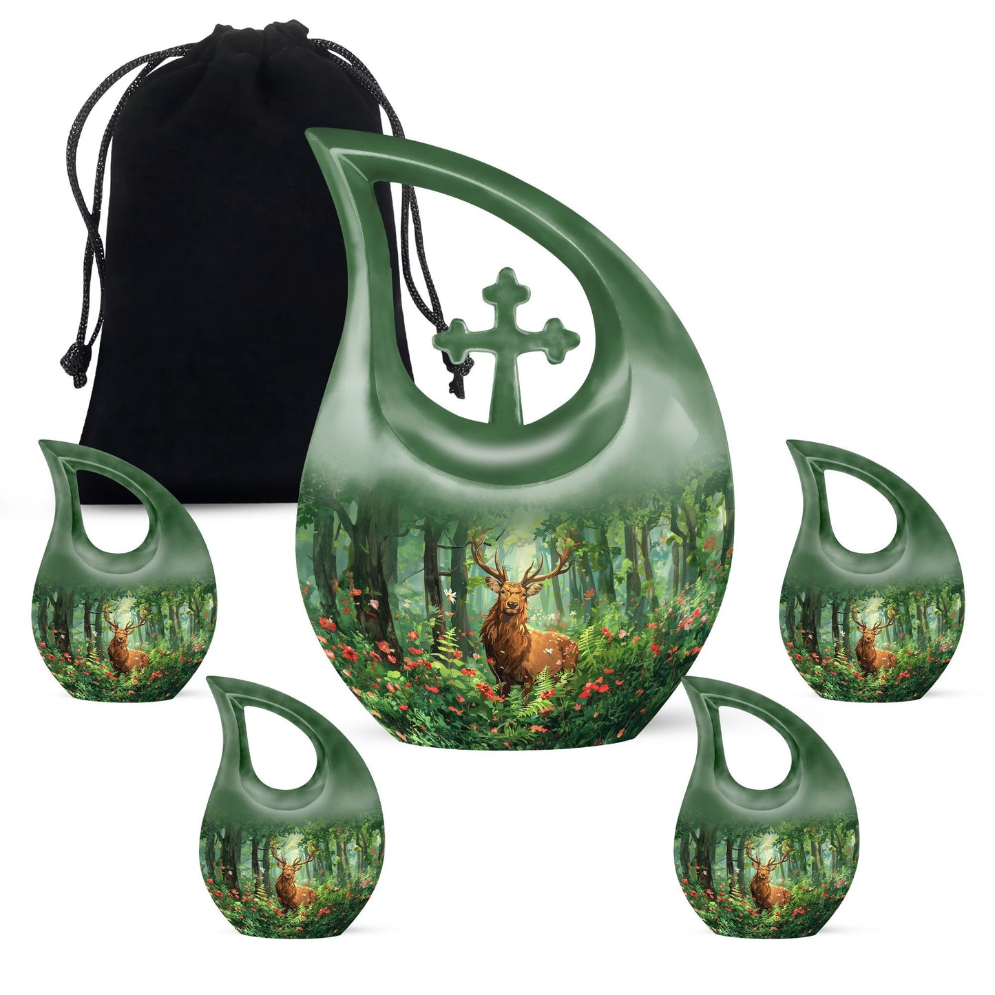 Personalized Deer Cremation Urn for Human Ashes - 10-inch, 200 cu in - Yatskia