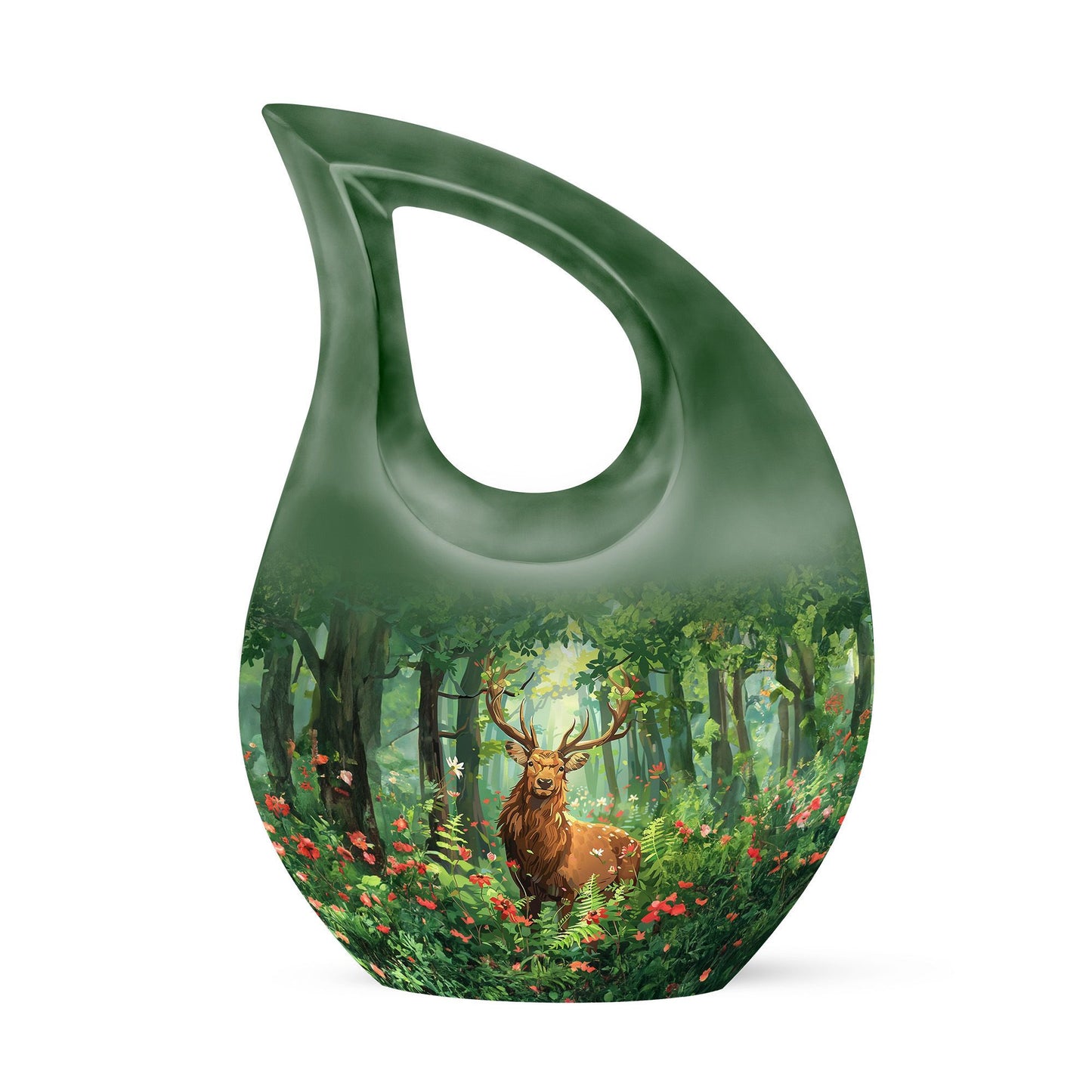 10-inch Aluminium Deer Urn with Cross Drop Design, 