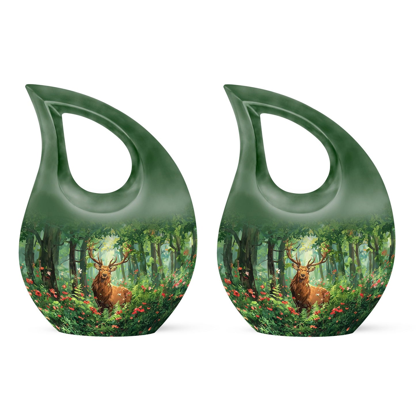 10-inch Aluminium Deer Urn with Cross Drop Design, 