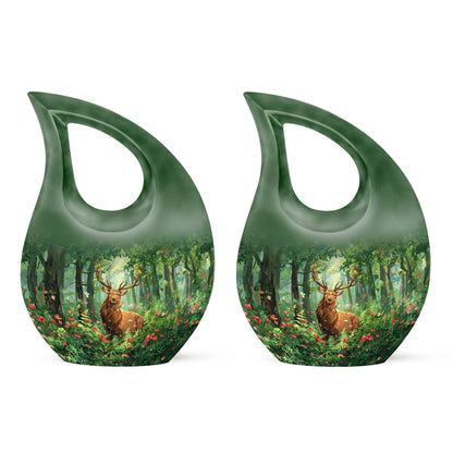 10-inch Aluminium Deer Urn with Cross Drop Design, 