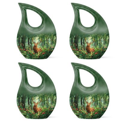 10-inch Aluminium Deer Urn with Cross Drop Design, 