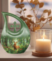 10-inch Aluminium Deer Urn with Cross Drop Design, 
