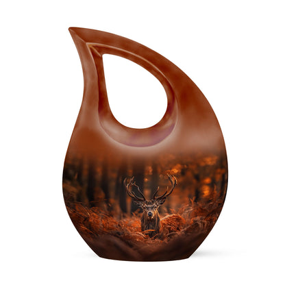 Affordable 10 inch Deer Urn with Cross Drop Design