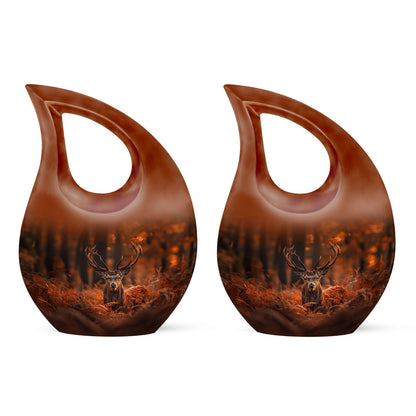 Affordable 10 inch Deer Urn with Cross Drop Design