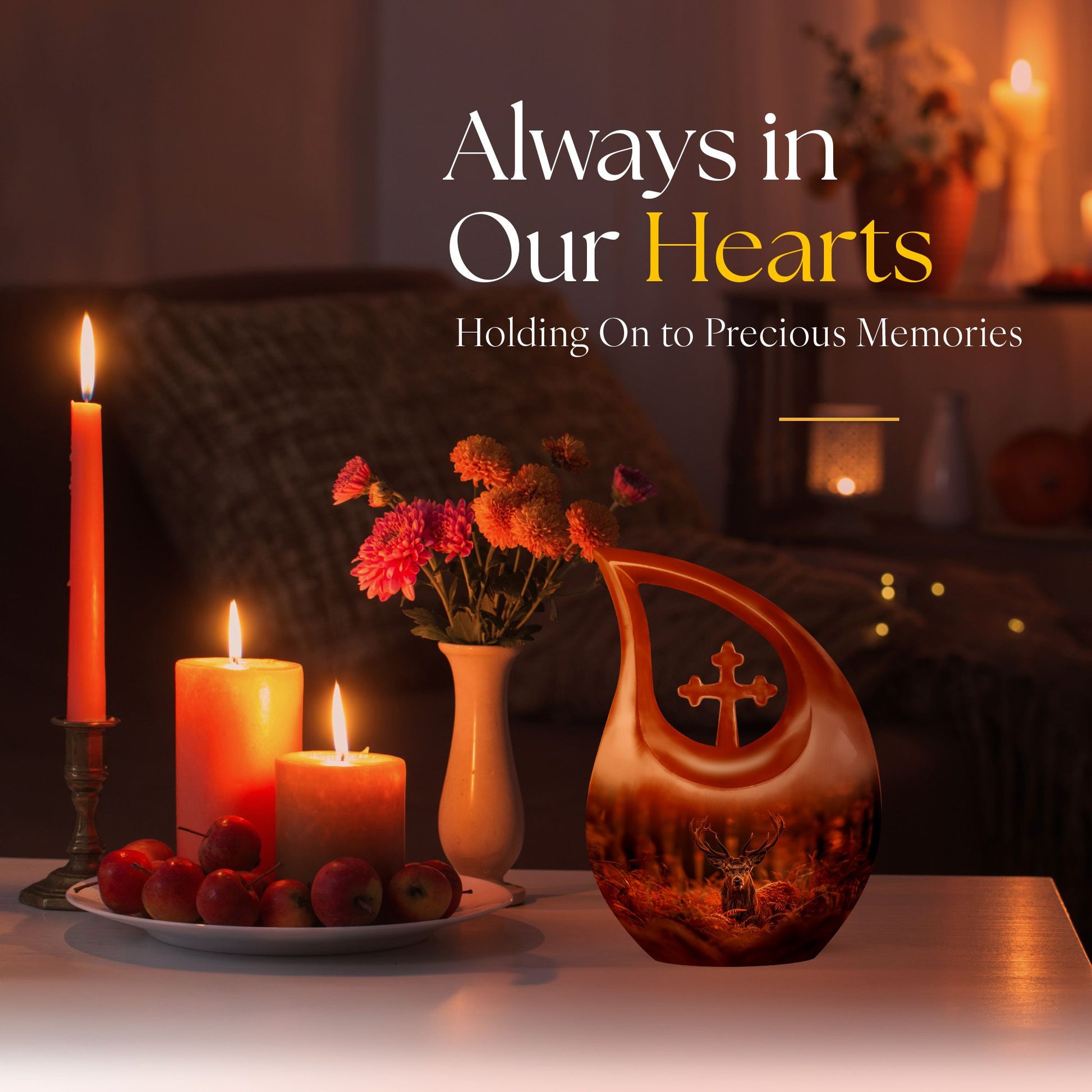 Affordable 10 inch Deer Urn with Cross Drop Design