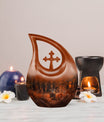 Affordable 10 inch Deer Urn with Cross Drop Design