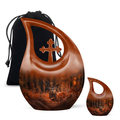 Personalized Deer Cremation Urn for Human Ashes - 10-inch, 200 cu in - Yatskia