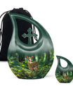 Deer Theme Large Urn With 1 Keepsake Urn