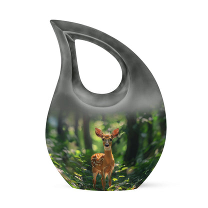 10-inch Deer themed Cross Drop Large Urn 