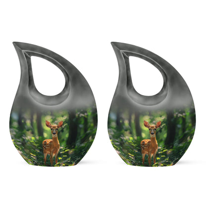 10-inch Deer themed Cross Drop Large Urn 
