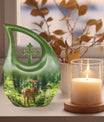10 Inch Cross Drop Deer Urn, Aluminium Large Urn
