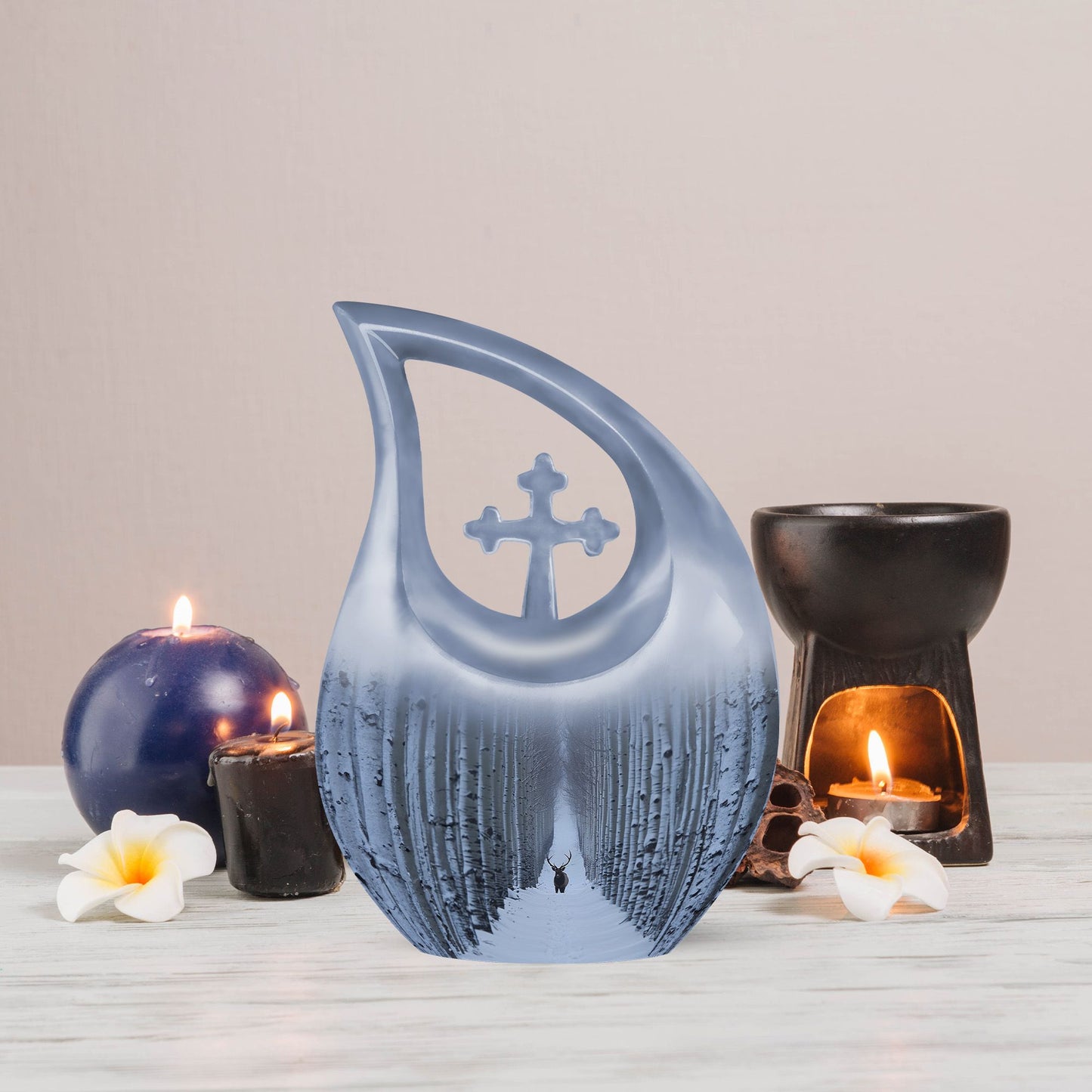 10-inch Cross Drop Deer Urn, mini urn