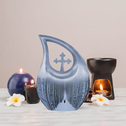 10-inch Cross Drop Deer Urn, mini urn