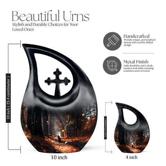 Affordable 10-inch Deer Urn with Cross Drop design
