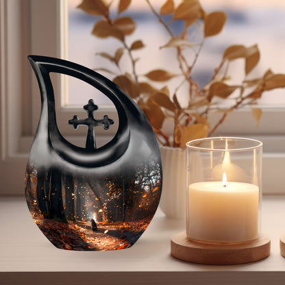 Affordable 10-inch Deer Urn with Cross Drop design