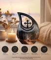 Affordable 10-inch Deer Urn with Cross Drop design