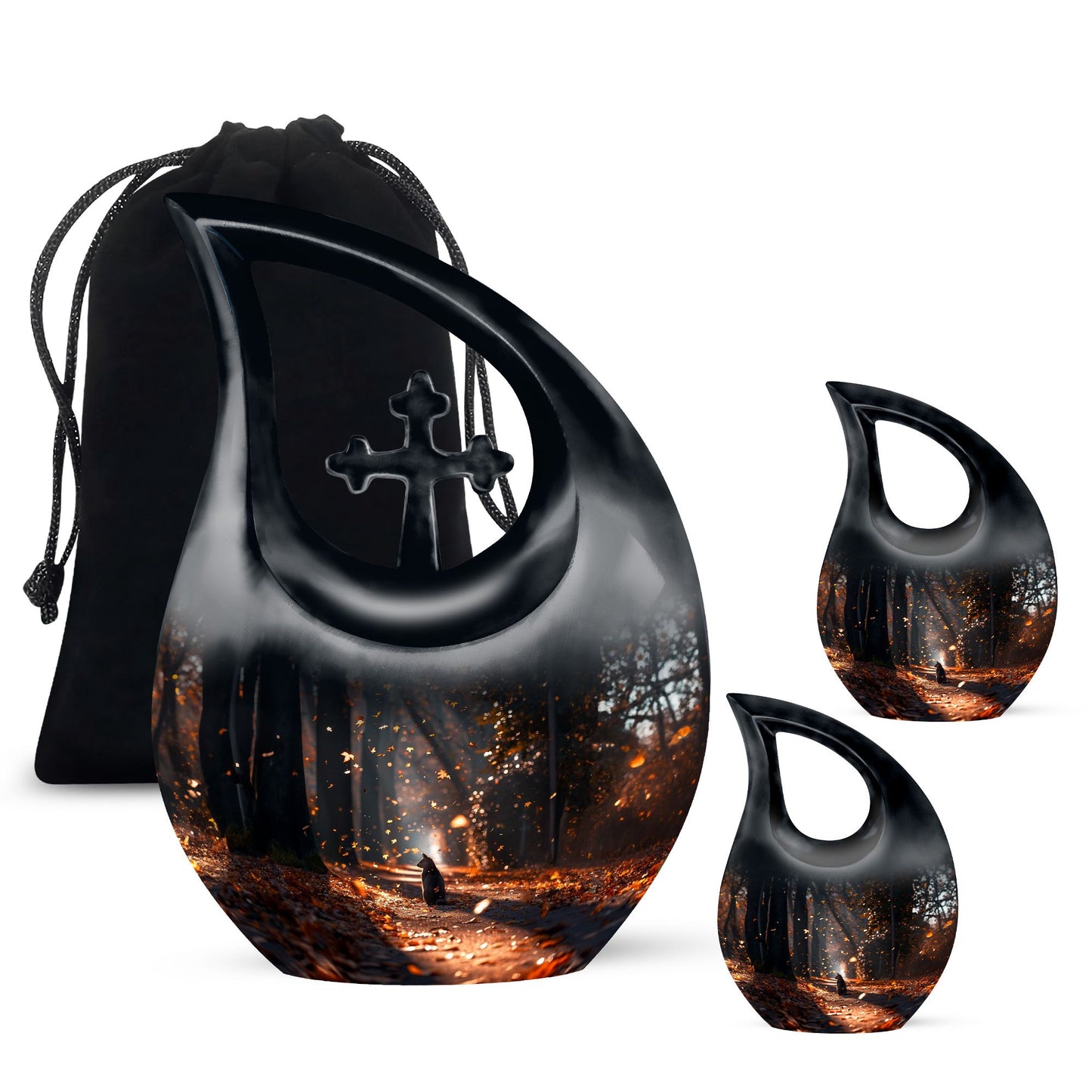 Affordable 10-inch Deer Urn with Cross Drop design
