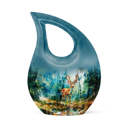 10-inch Deer themed Cross Drop Urn