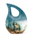 10-inch Deer Urn with Cross Drop design