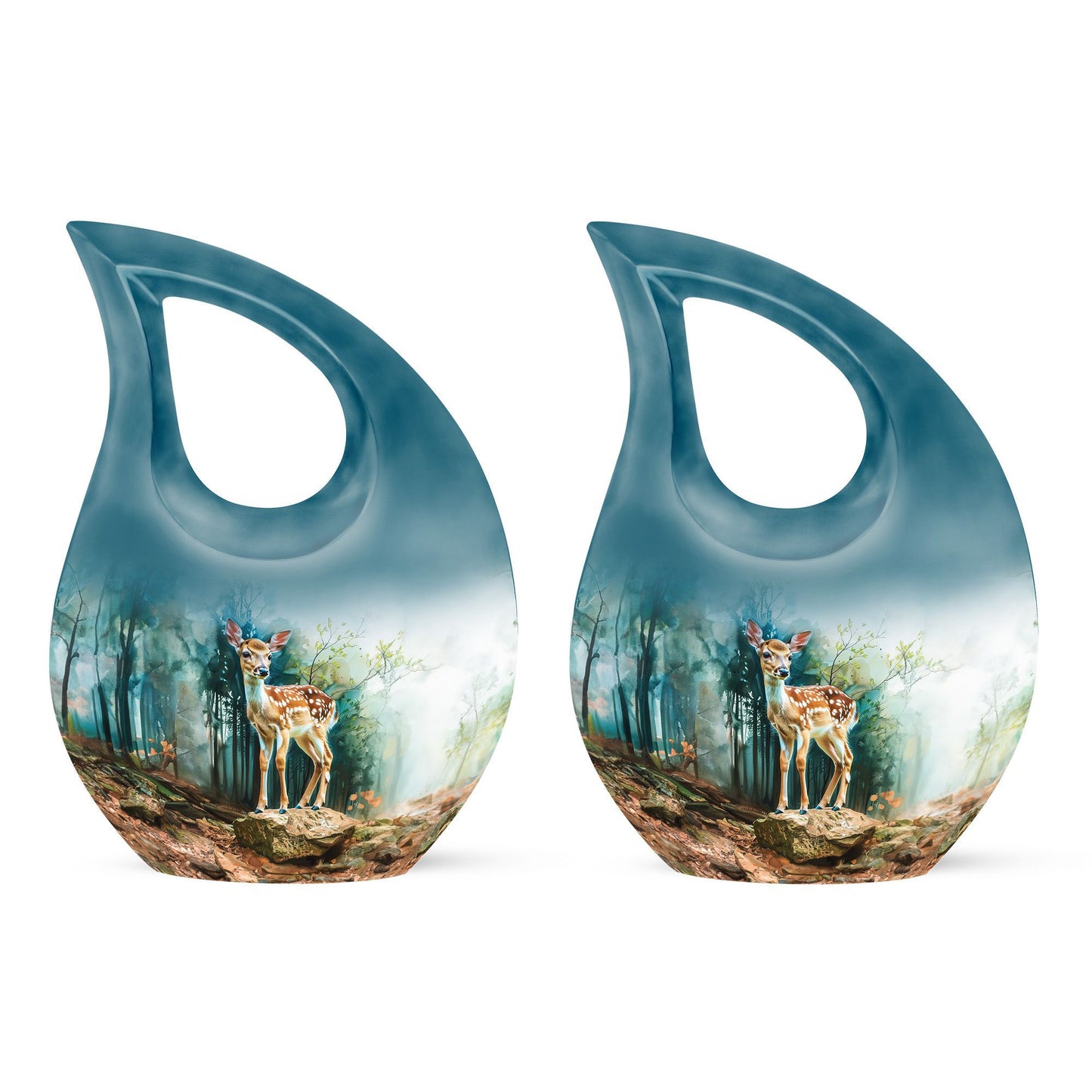 10-inch Deer Urn with Cross Drop design