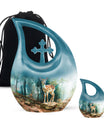 Deer Cremation Urn - Blue Funeral Urns For Human Ashes For Men & Women