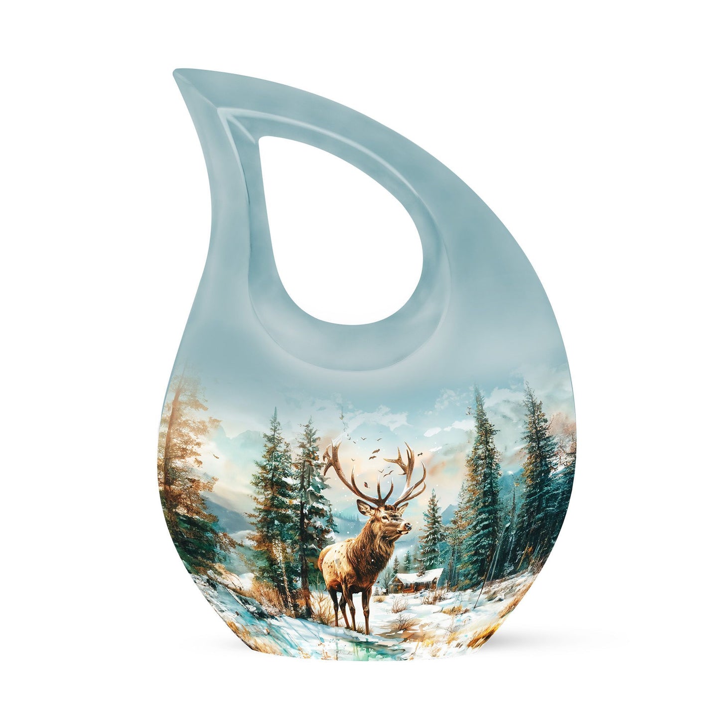 10-inch Deer Urn with Cross Drop design