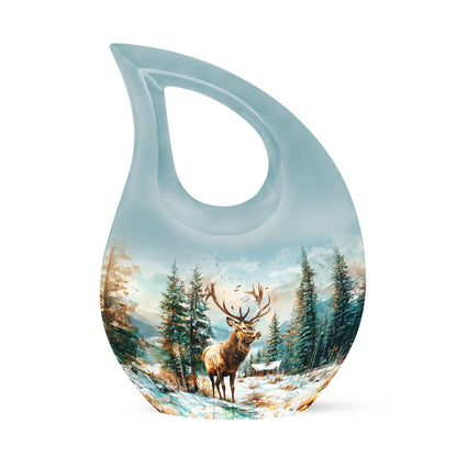 10-inch Deer Urn with Cross Drop design