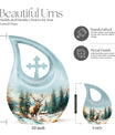 10-inch Deer Urn with Cross Drop design