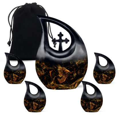 Black Personalized Fish Cremation Urn for Pet Ashes - 10-inch, 200 cu in - Yatskia