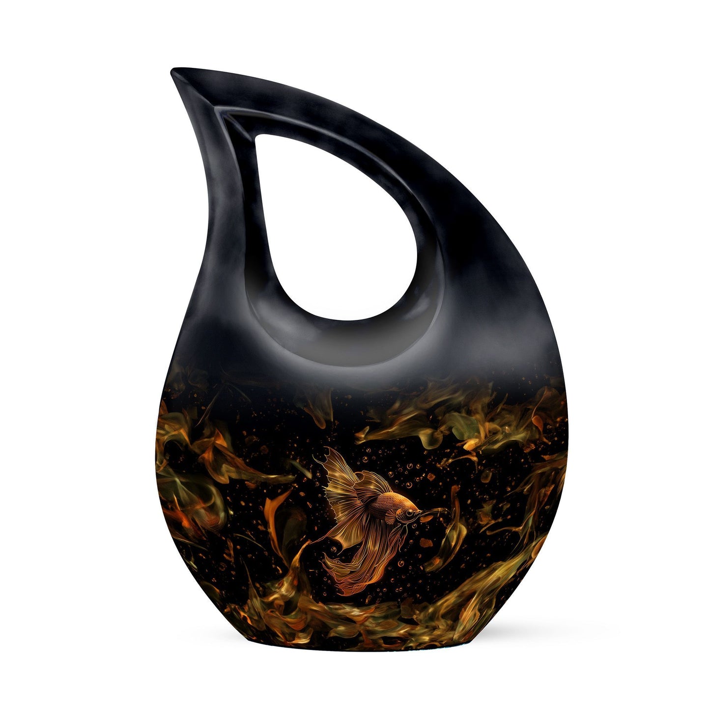 Affordable 10-inch Fish Urn with Cross Drop design