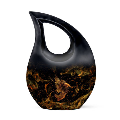 Affordable 10-inch Fish Urn with Cross Drop design