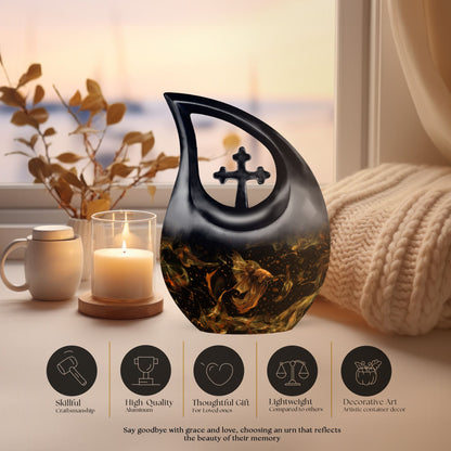 Affordable 10-inch Fish Urn with Cross Drop design