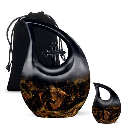 Black Personalized Fish Cremation Urn for Pet Ashes - 10-inch, 200 cu in - Yatskia