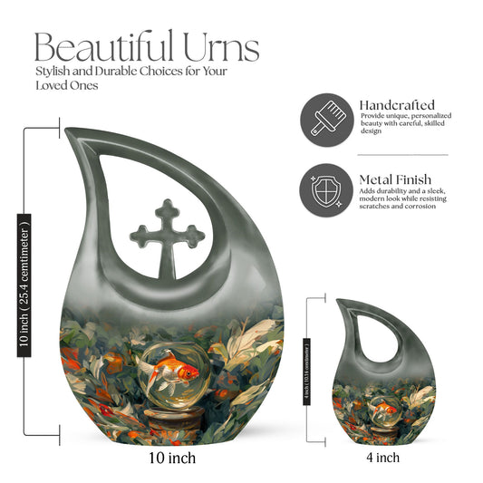10-inch Fish-themed memorial urn
