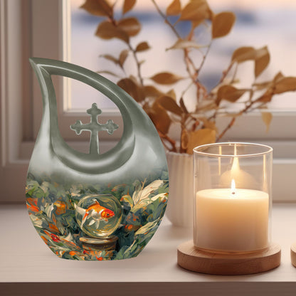 10-inch Fish-themed memorial urn