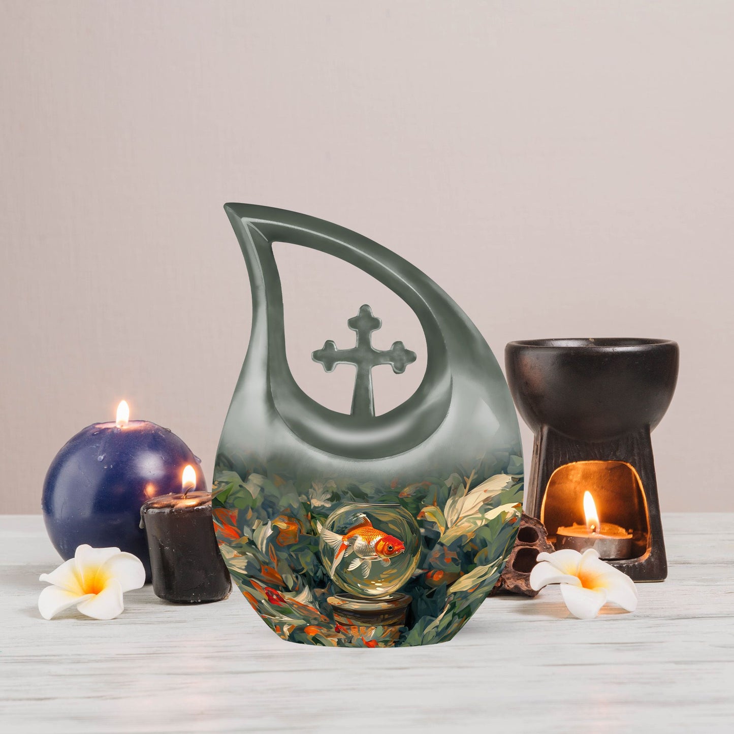 10-inch Fish-themed memorial urn