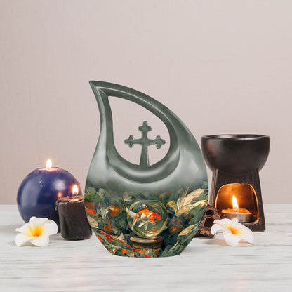 10-inch Fish-themed memorial urn