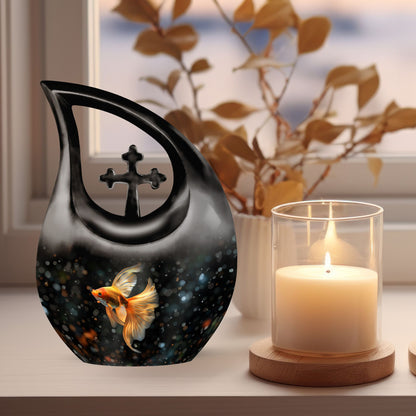 10 Inch Fish-themed Cross Drop Memorial Urn