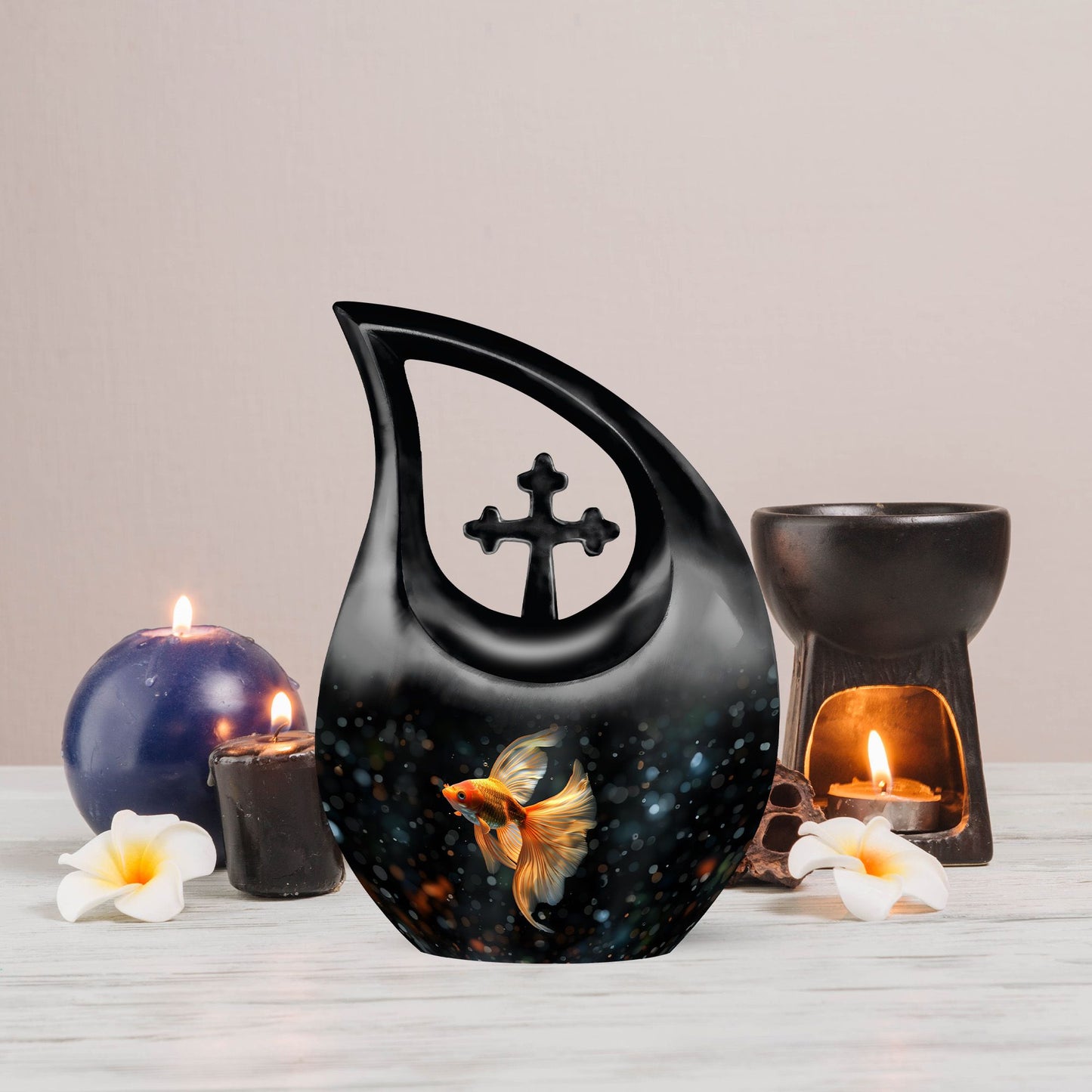 10 Inch Fish-themed Cross Drop Memorial Urn