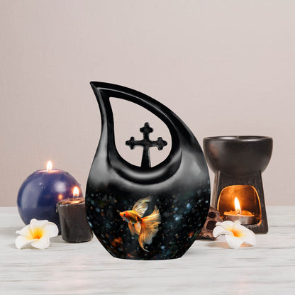 10 Inch Fish-themed Cross Drop Memorial Urn
