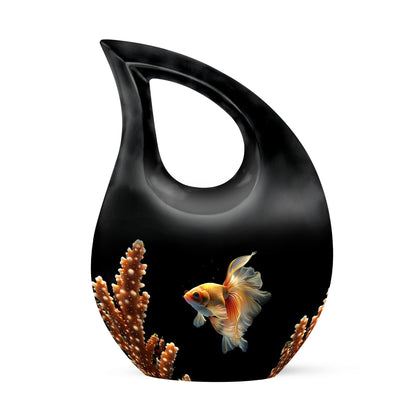 Fish Themed Cross Drop Large Urn for Human Ashes
